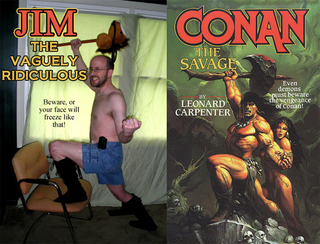 Illustration for article titled Macho Fantasy Novel Covers (As Reenacted By A Normal Dude In Denim Shorts)